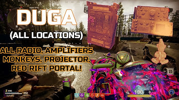 DUGA ALL RADIO, AMPLIFIERS, MONKEYS, PROJECTOR, RED PORTAL LOCATIONS! | OUTBREAK ZOMBIES | EE GUIDE!