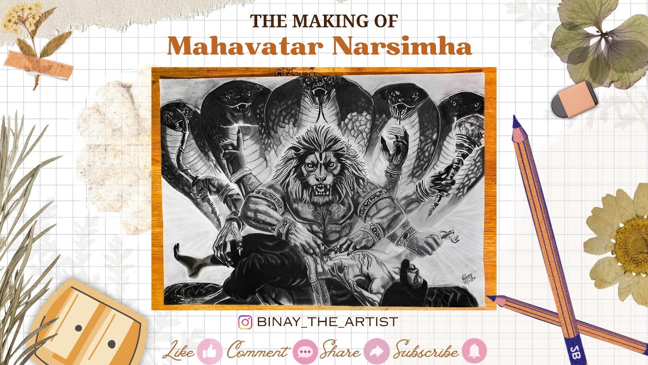 Portrait art of Mahavatar Narshimha 