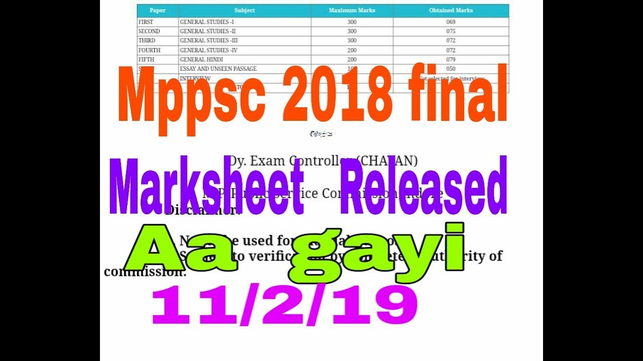 Mppsc 2018 final  marksheet  aa  gayi  kese download kare