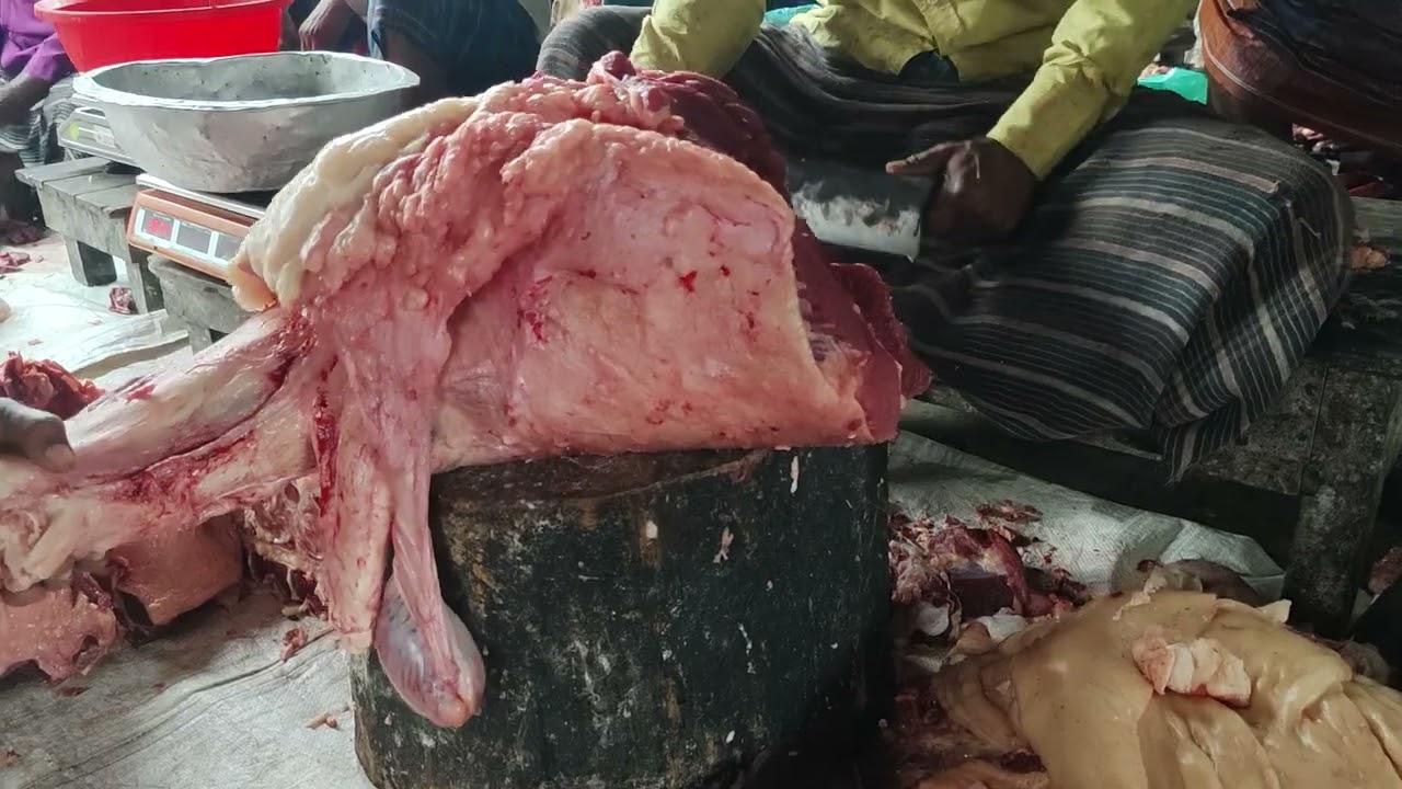 Exclusive Beef Cutting skills in Bangladesh butcher meat market halal meat cutter