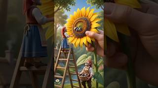 Giant Sunflower Seed Harvest | Mini World Giant Hand Helps Tiny Farmers | Satisfying Rescue Scene