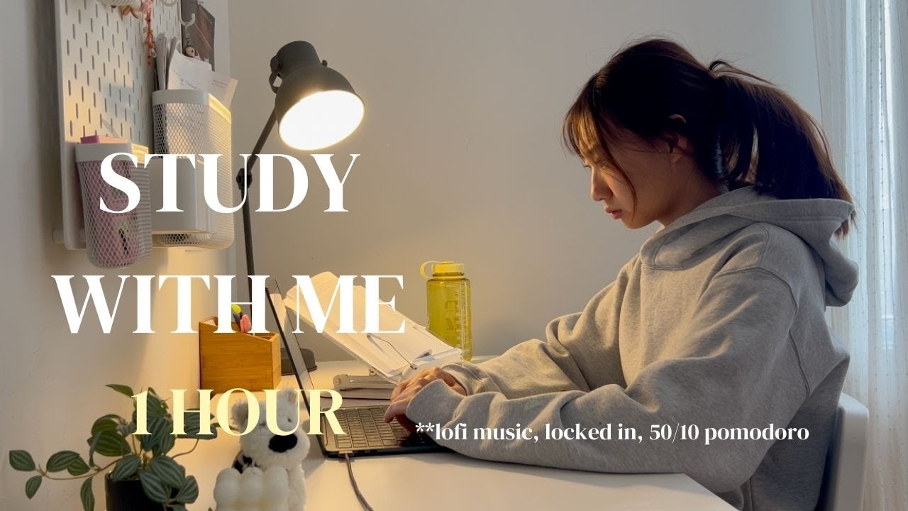 1 HOUR STUDY WITH ME 🌼 | Chill lofi music, cozy vibes | 50/10 pomodoro|