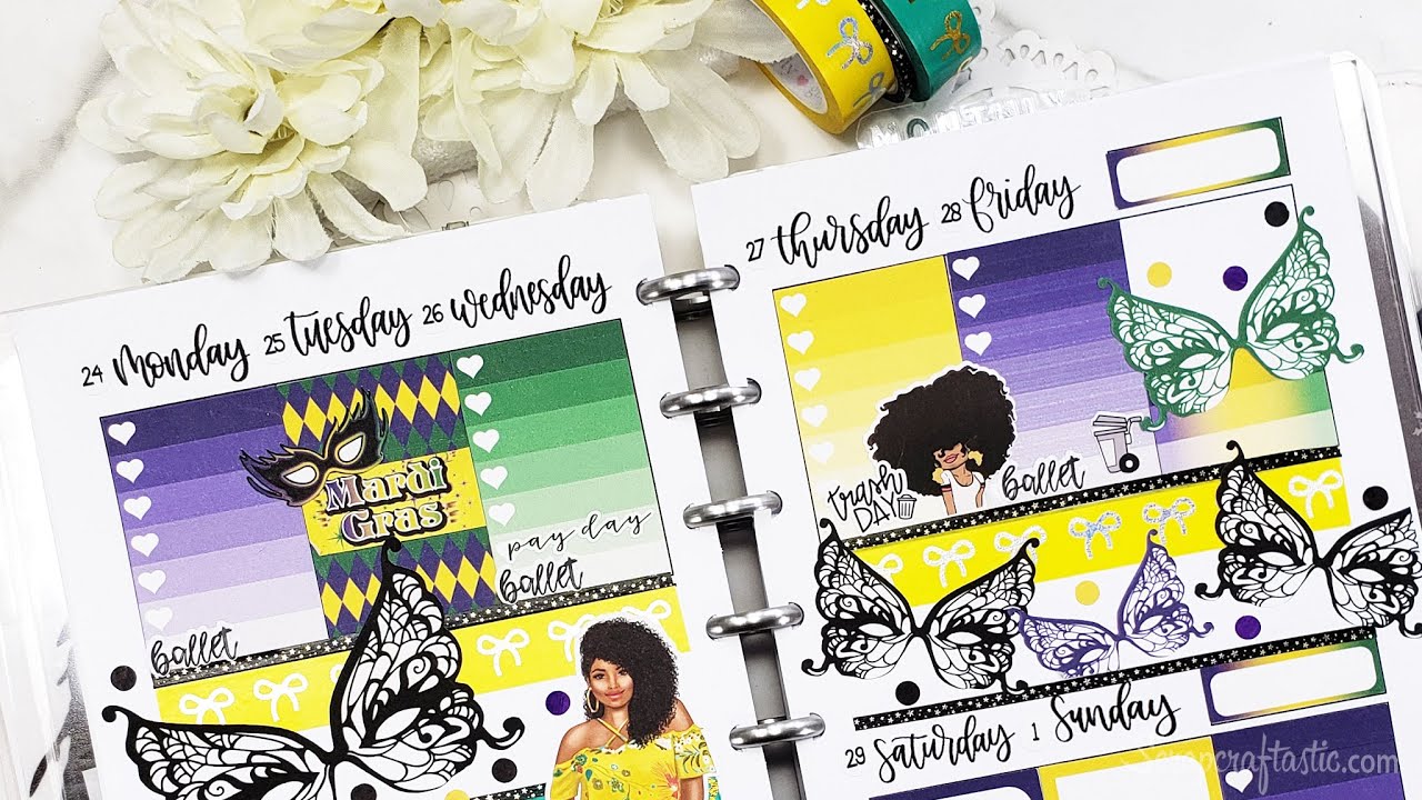 MARDI GRAS Party PLAN WITH ME 2020 Scrapcraftastic Weekly Planner Challenge