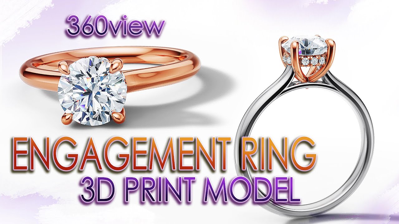1CT Engagement Ring 3Dprint model Render Video 