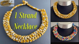 Beautiful Wide Chunky Statement Braided Necklace | 1 Strand Plait Fabric Bib Necklace, Rope Necklace