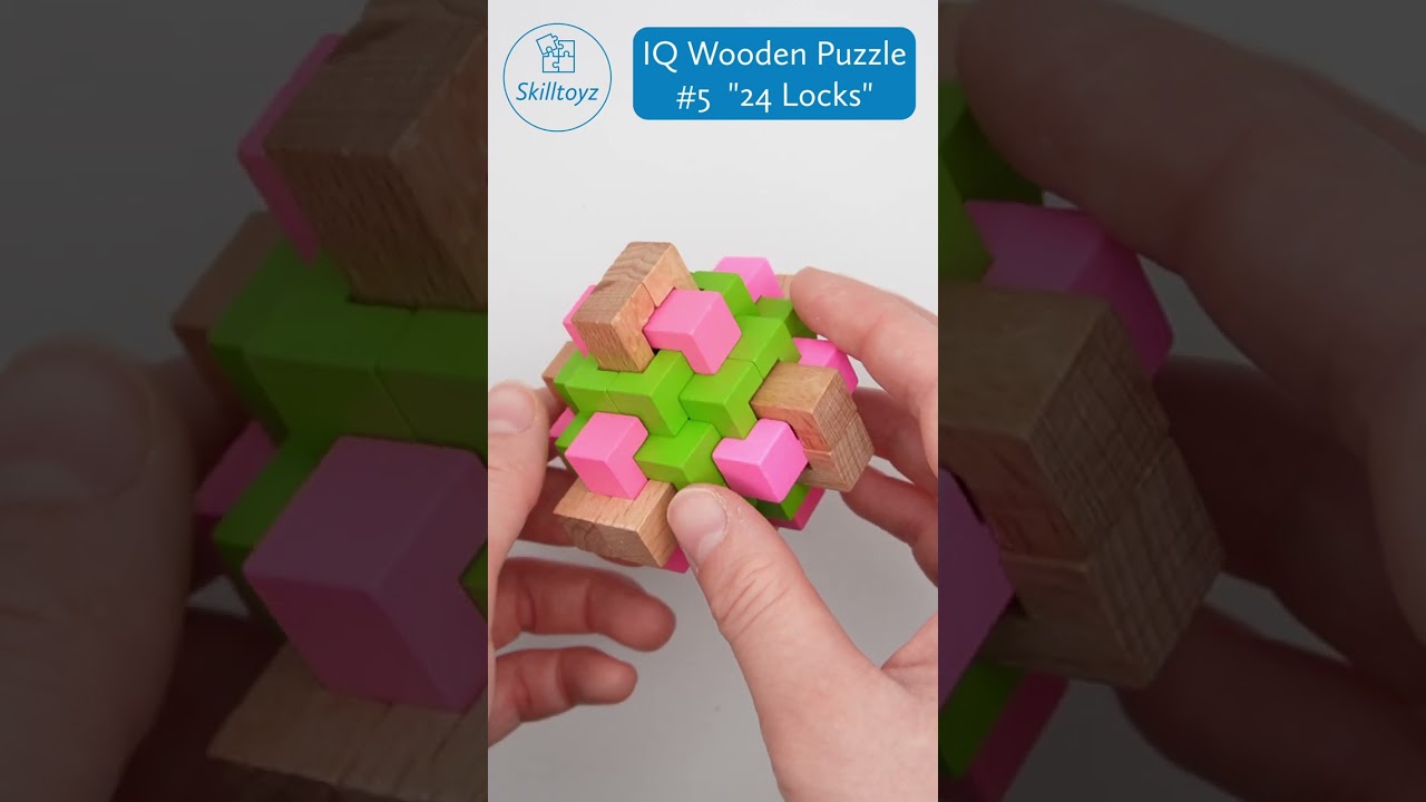 Skilltoyz IQ Wooden 3D Puzzle Model 5 Colour "24 Locks". No solution shown - spoiler-free.