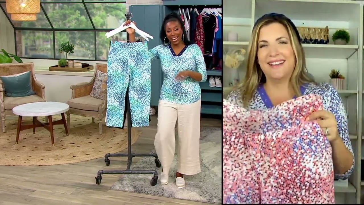 Sport Savvy Printed French Terry Straight Leg Crop Pants on QVC