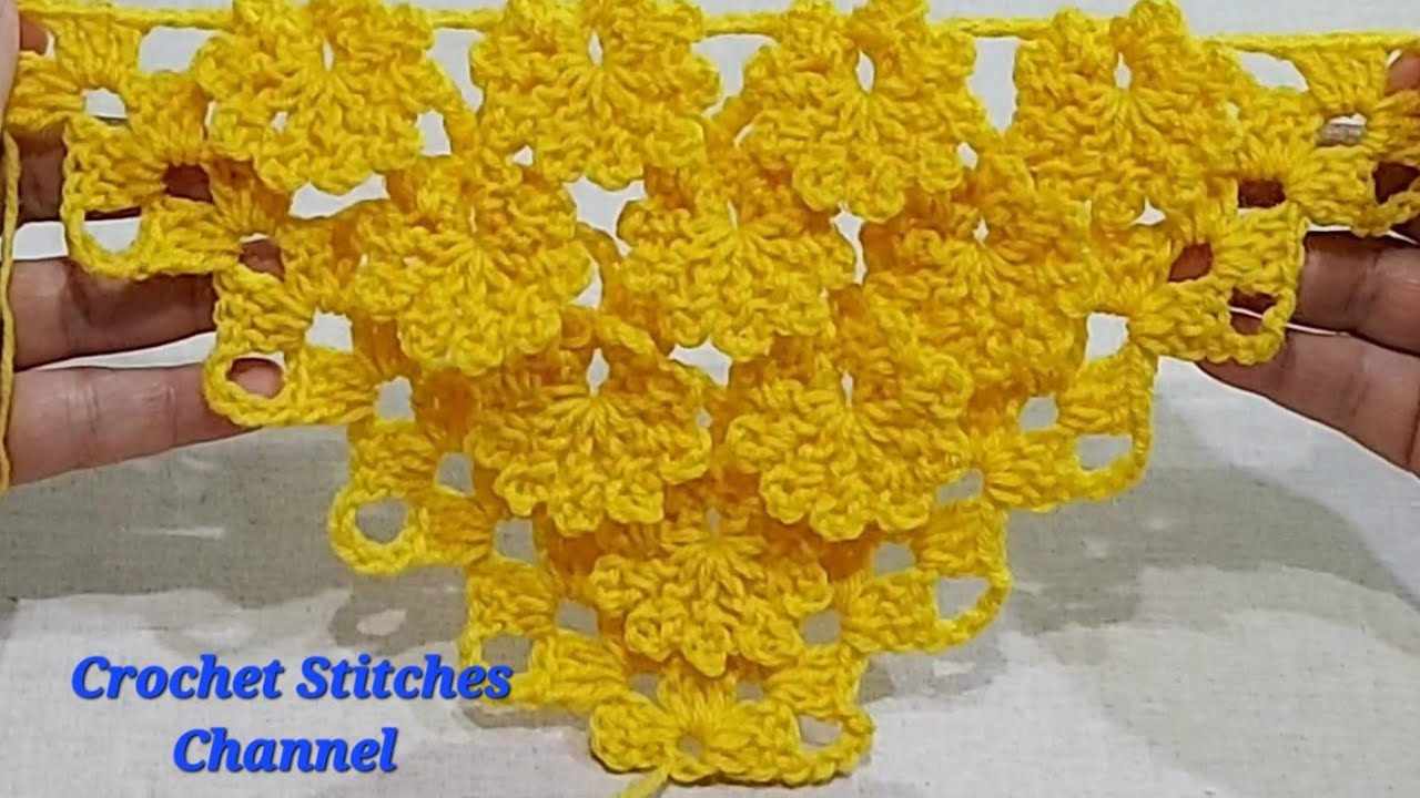 Crochet Shawl with easy flower stitch (easy tutorial) part 1
