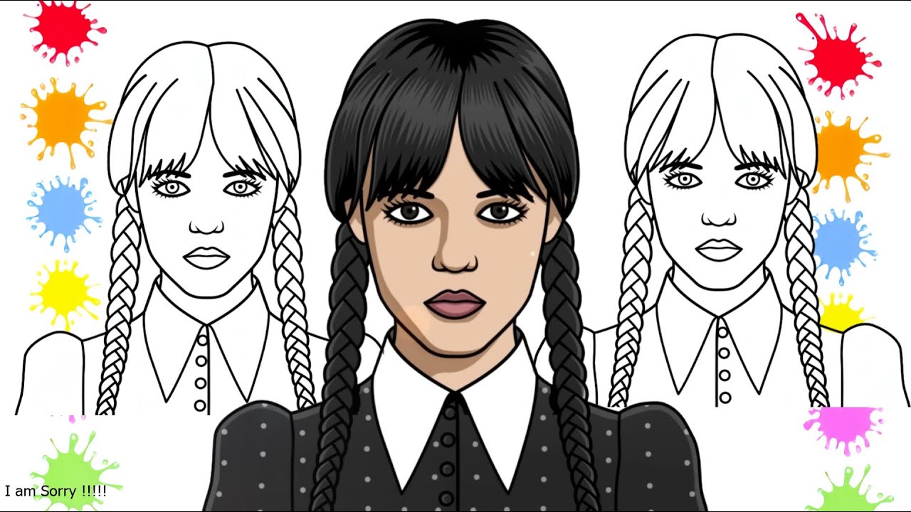 How to Draw WEDNESDAY ADDAMS in Easy steps - YouTube