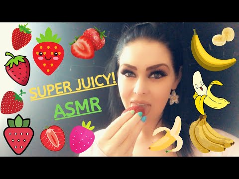 ASMR Strawberry and Banana Mukbang with Softly Spoken Whispers  - ASMR Strawberry and Banana Mukbang with Softly Spoken Whispers 