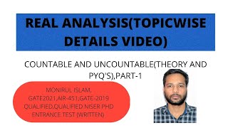 Countable and uncountable Set(Real Analysis), Part-1, in details with 5 previous years solution.