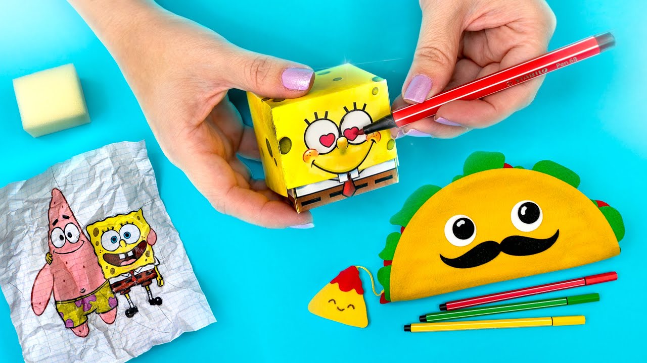 COMO FAZER SQUISHY DO BOB ESPONJA 💛 MÁGICA DO PAPEL SURPRESA E IDEIAS ...