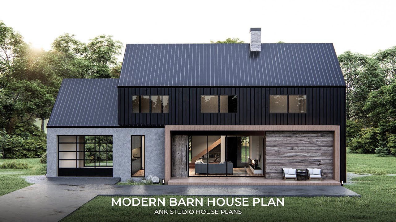 4-Bedroom Modern Barn House / Barndominium Plan - Modern House Plans