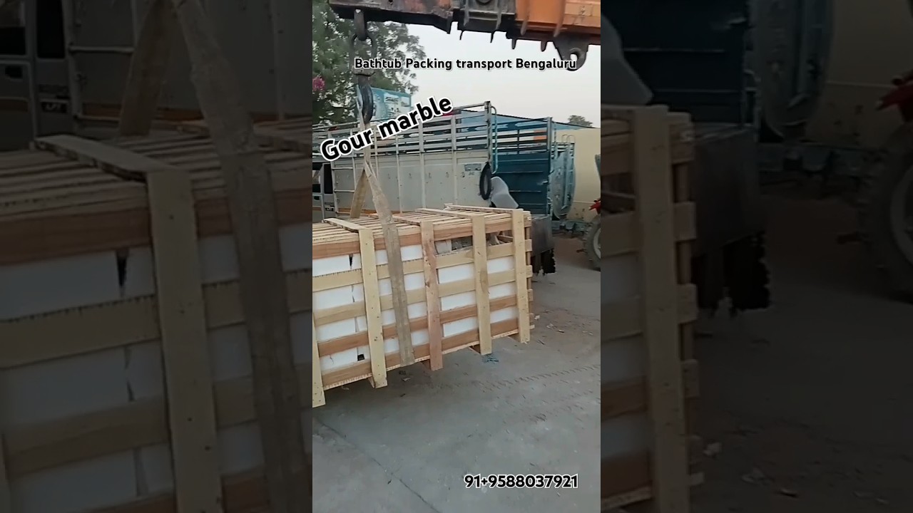 stone bathtub wood box peaking safe delivery cilaint स्टोन में बनाया हुआ 🛁  डिलीवरी  पैकिंग किया