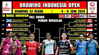 HASIL DRAWING INDONESIA OPEN 2024 ~ JOJO GINTING JORJI FAJRI PRIFAD RIPHIT ~Indonesia Kirim 18 Wakil