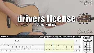 drivers license - Olivia Rodrigo | Fingerstyle Guitar | TAB + Chords + Lyrics