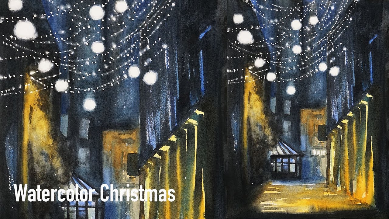 Watercolor Cityscape Painting Process How to paint night scene YouTube