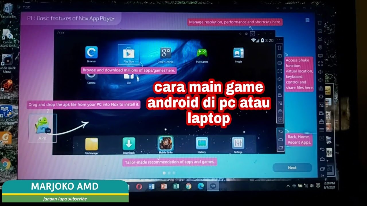 cara instal aplikasi nox player untuk main game android di