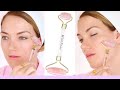 HOW TO USE A ROSE QUARTZ ROLLER | BENEFITS WITH ROSEHIP OIL NIGHT SERUM BY MINTPEAR.COM RITA ALMUSA