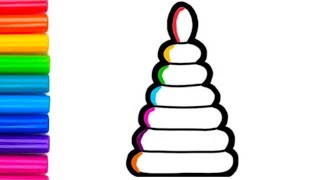 Rainbow Pyramid Drawing Colouring for kids  Easy Beautiful Pyramid Drawing for kids and toddlers...