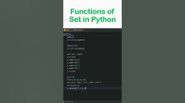 Functions of Set in Python #python #coding #shorts #shortvideo #youtubeshorts #ytshorts #ytshort