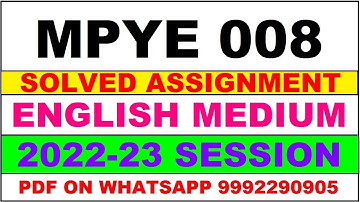 mpye 8 solved assignment 2022-23 | mpye 8 solved assignment in english 2022-2023 | mpye 8 2023