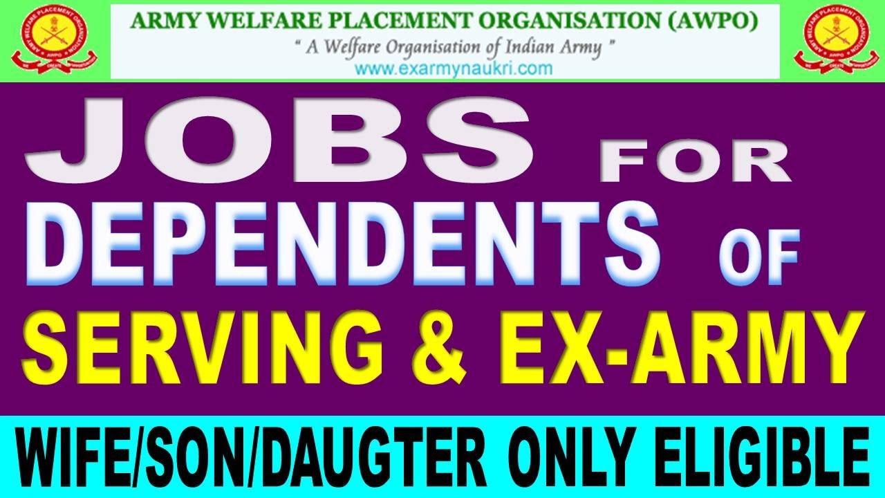 Jobs for dependent of exserviceman and Serving Army Personnel Apply
