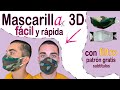 Mascarilla 3D, con filtro. MUY FÁCIL. (con subtítulos). Patrón gratis.