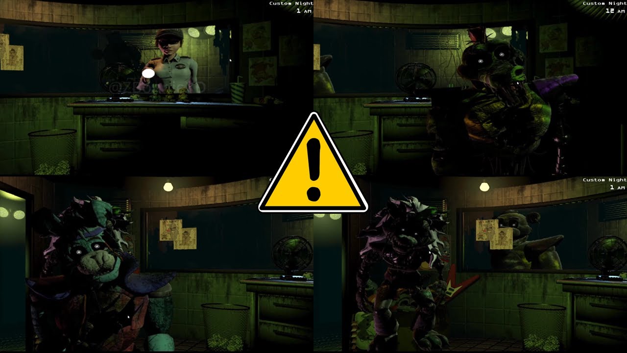 FNaF 3, но с аниматрониками из FNaF Security Breach — Все скримеры