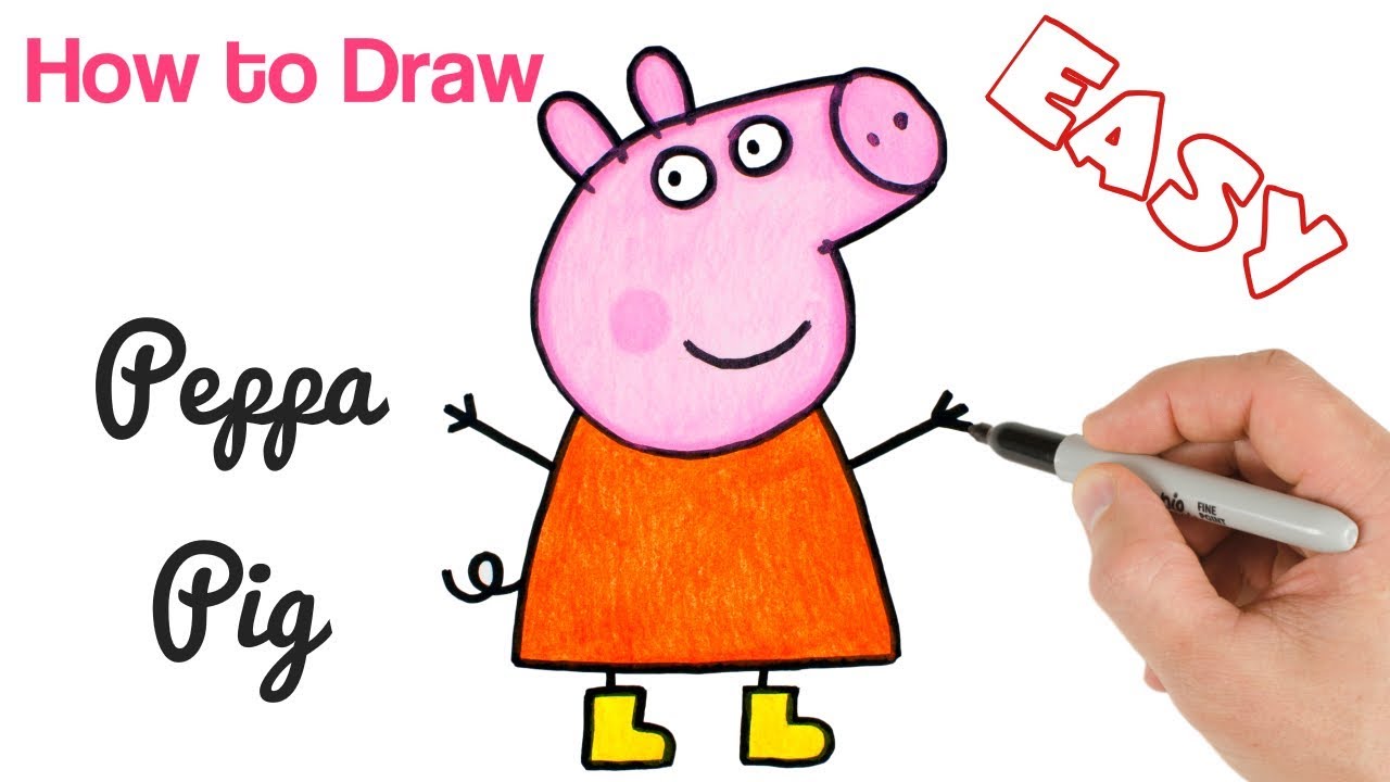 How To Draw Peppa Pig Cartoon Drawings For Beginners Art Tutorial Youtube