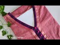 Smart V Neck Design with Potli Buttons / V Neck with Placket
