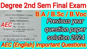 BA 2nd sem (AEC) English communication Final exam question paper 2024. BA 2nd semester (AEC) #exam
