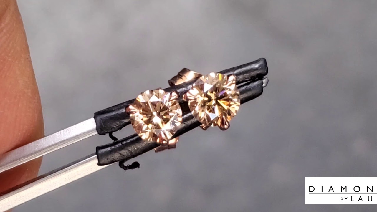 Coffee colored diamond earrings R8858 - YouTube