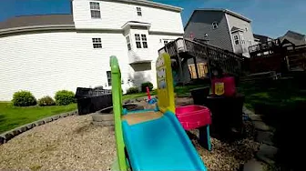 2nd attempt with the FPV Drone - Flying through my son's slide