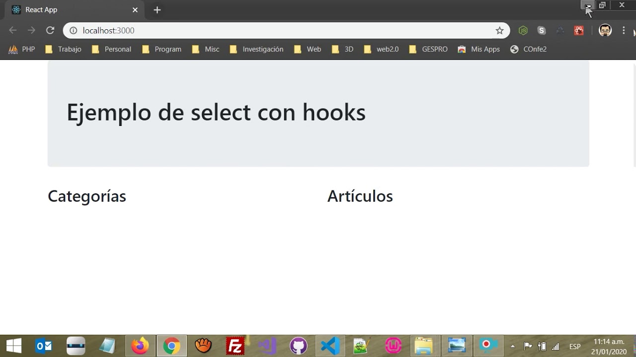 Select din mico mediante hooks en react js youtube