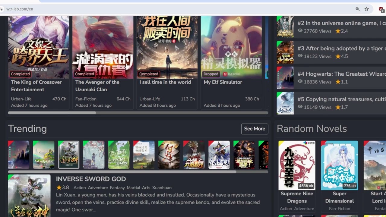 Machine translated wuxia chinese novels wtr-lab #wuxia #chinese - YouTube