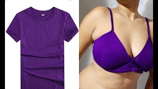 Soft Handmade Bra From T-shirt | No Elastic , No Wire