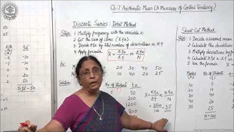 MeanDiscrete Series Class XI Economics by Manju goyal