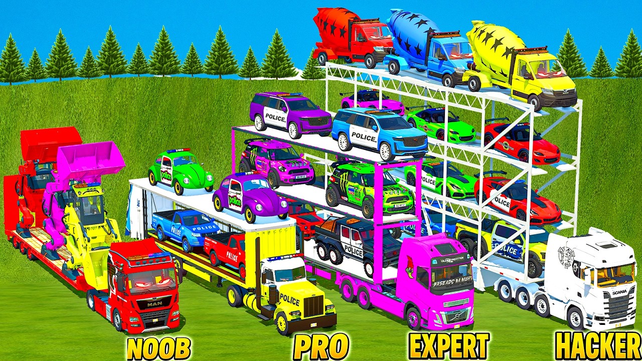 NOOB VS PRO VS EXPERT VS HACKER TRANSPORT BATTLE! Farming Simulator 25