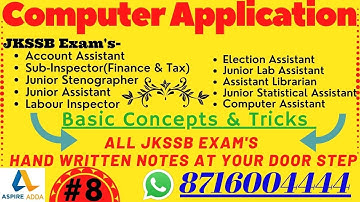#8 Basic Knowledge of Computer ||# Edge of Computer Application || JKSSB Exam