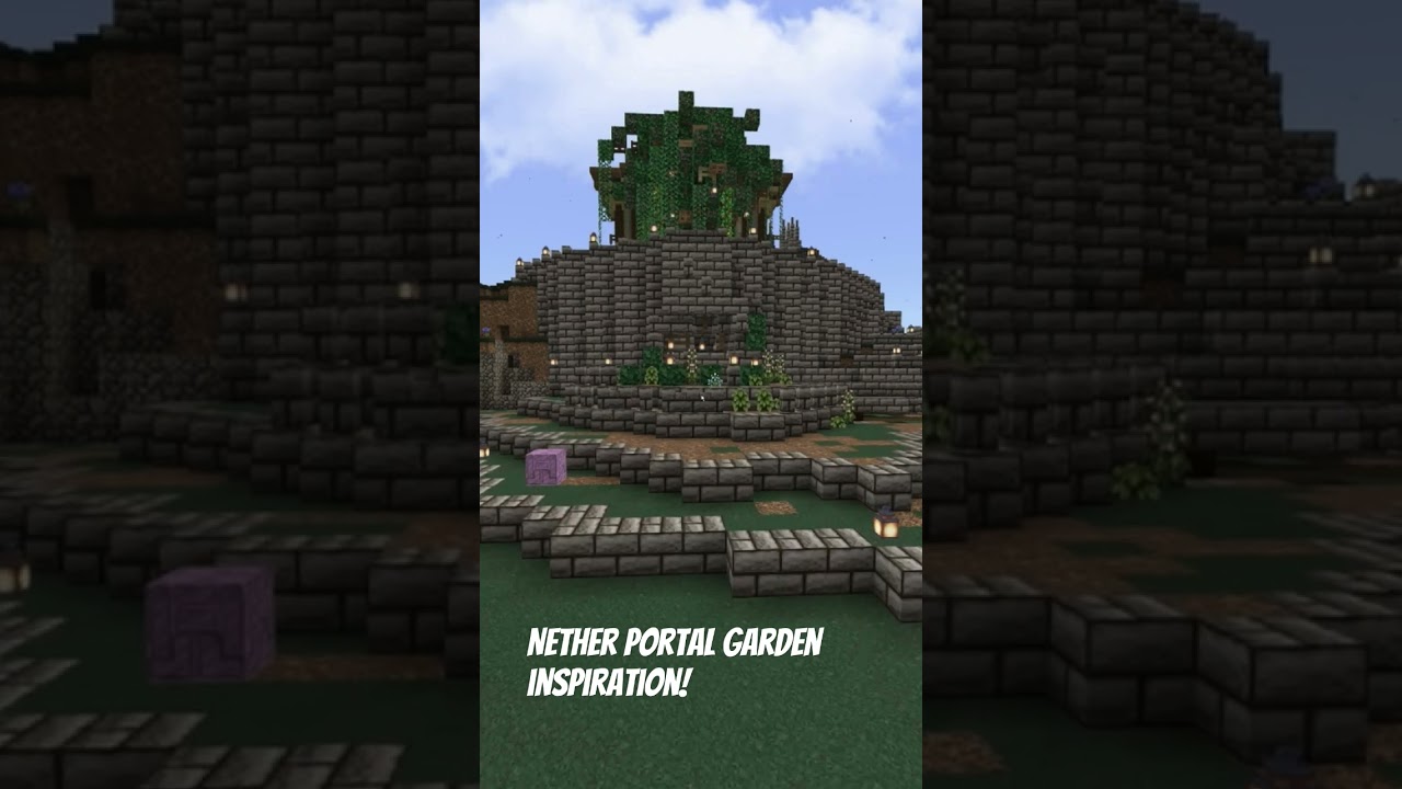Checkout this idea for a nether portal garden area for #minecraft #bedrock