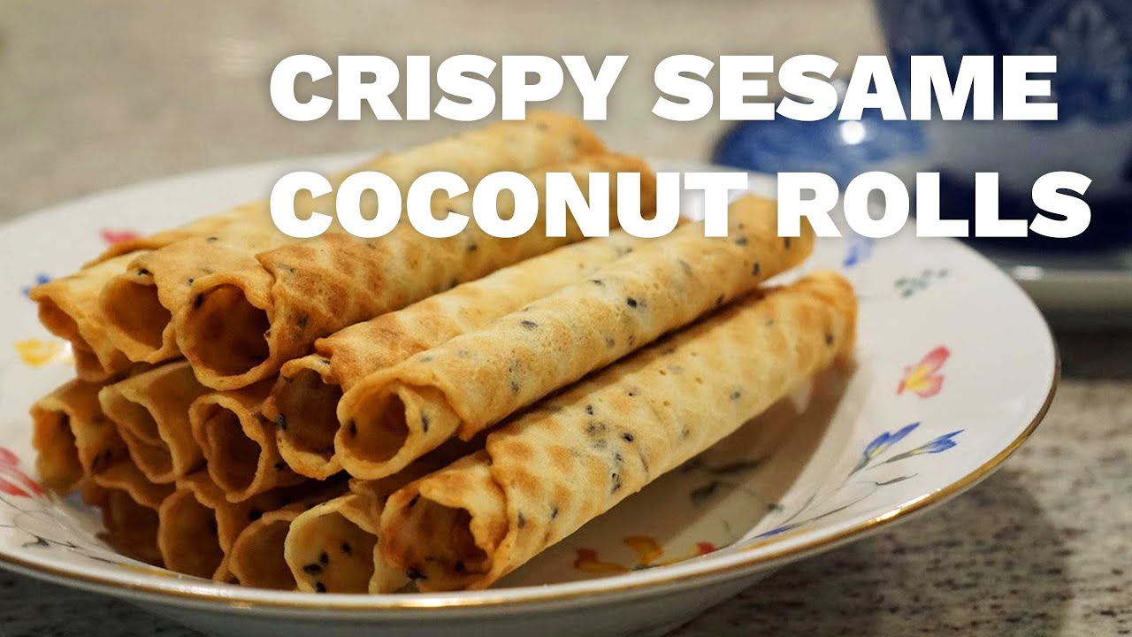 Thai Crispy Coconut Rolls with Black Sesame - Quick Desserts and Snacks ...