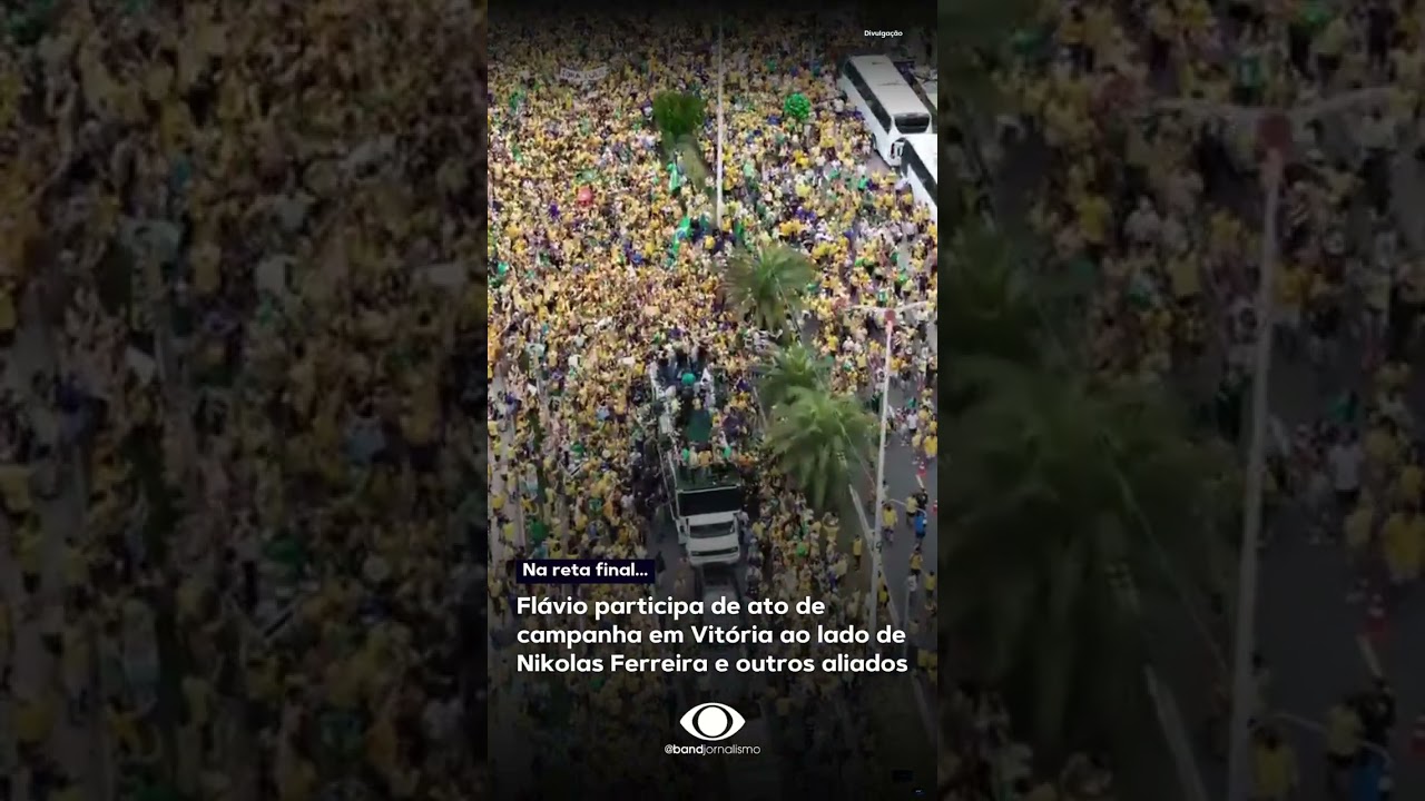Flávio participa de ato de campanha em Vitória ao lado de Nikolas Ferreira e outros aliados