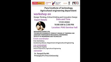 Workshop on Design Thinking, Critical Thinking and innovation Design by IIC Parul University