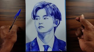 Drawing Kim Tae-hyung from BTS with ballpoint | #realistic #drawing #ballpoint screenshot 5
