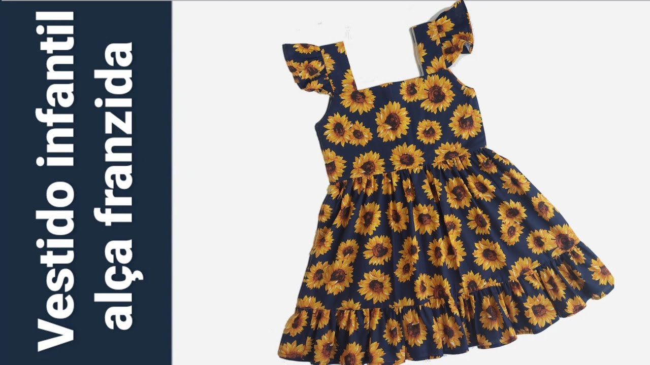 COMO COSTURAR VESTIDO INFANTIL DE ALÇA FRANZIDA #vestidoinfantil