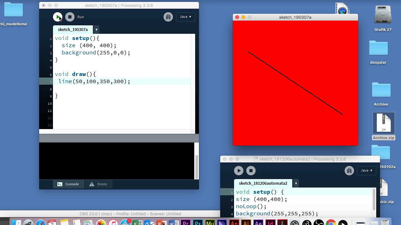 Processing 1 (line, rect, triangle, ellipse) - YouTube