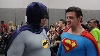 Batman goes against Superman on the Comic-Con floor