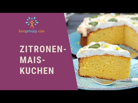 Glutenfreies Zitronen-Maiskuchen-Rezept mit weißer Schokolade und Baiser Haube