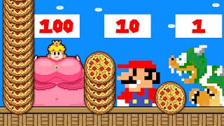 1, 10 or 100 Layers of Pizza Challenge With Peach, Mario, Bowser